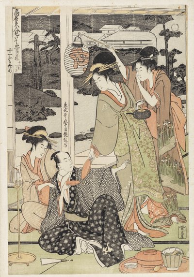 P.359-1945 Szene 12, Vergleich berühmter Schönheiten und die loyale Liga, um 1797 (Farbholzschnitt) von Kitagawa Utamaro